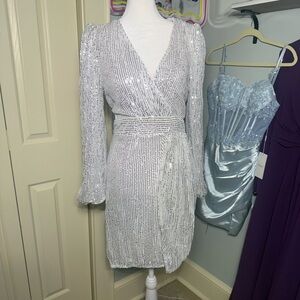 Silver Sequin Mini Dress - Elegant Sparkle